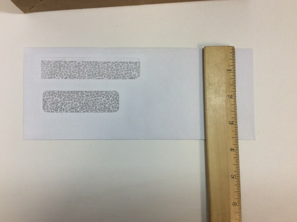 Unbranded, Double Window Envelope, 8 7/8" x 3 9/16", White, Amount Unknown