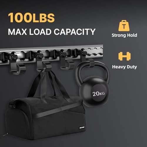 4 Pack L Track Hooks with Single Stud Fitting, Spring-Loaded Adjustable Black