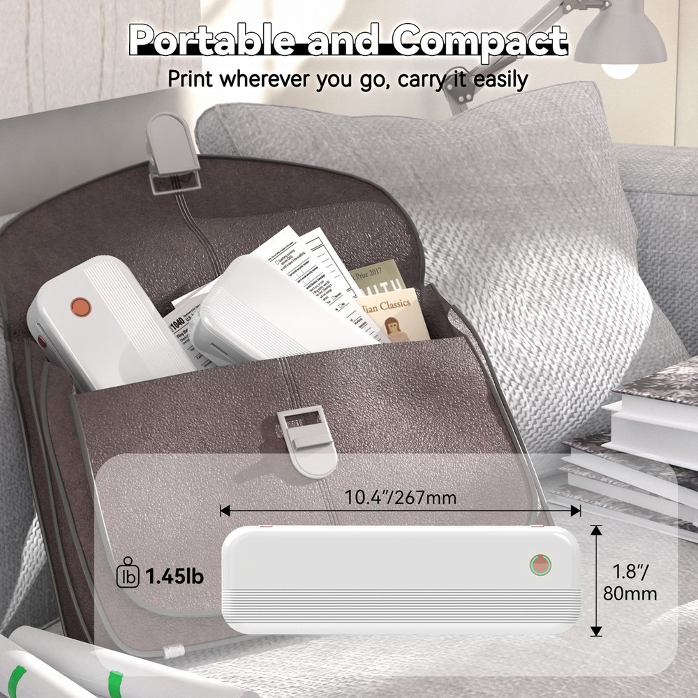 Bluetooth Label Printer Inkless Thermal Printer Multiple Printing Size for Home