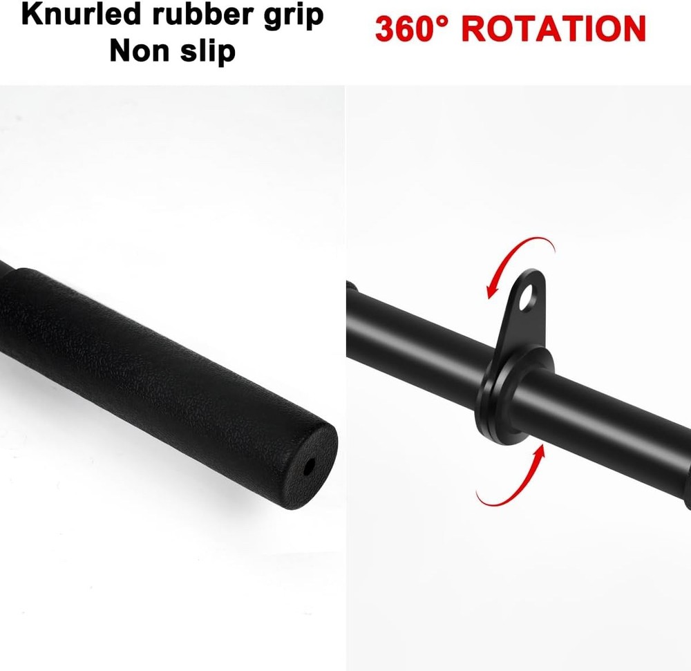 Pulldown Straight Bar Rotating Steel with Rubber Grips LAT Pull Down Handle for