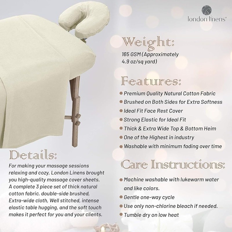 100% Cotton Massage Table Sheets Extra Thick Soft Fitted & Flat Covers Set New