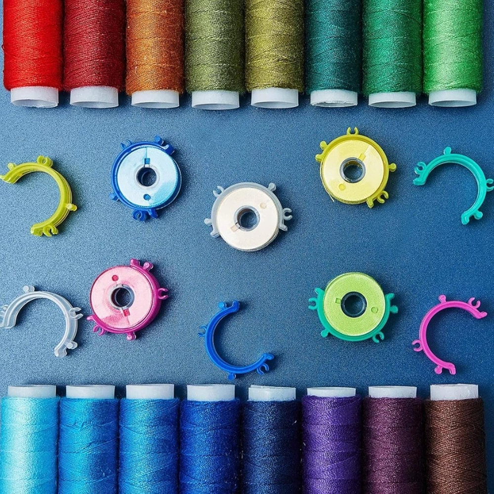 100Pcs Sewing Bobbin Clips, Colorful Bobbin Holder, Plastic Thread Clamps Spools
