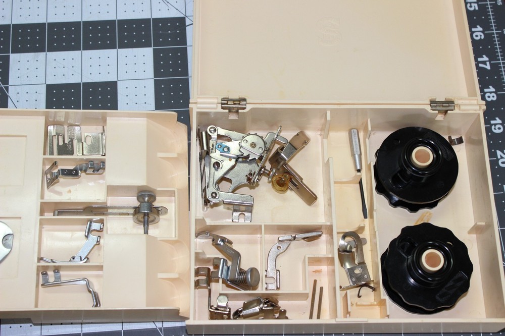 Singer Sewing Machine 401 Slant O Matic with Attachments