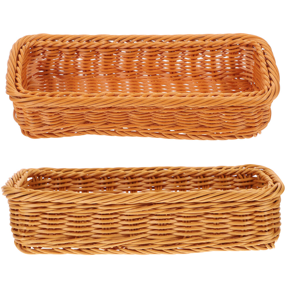 2Pcs Wicker Basket Small Narrow Woven Storage Baskets Kitchen Box