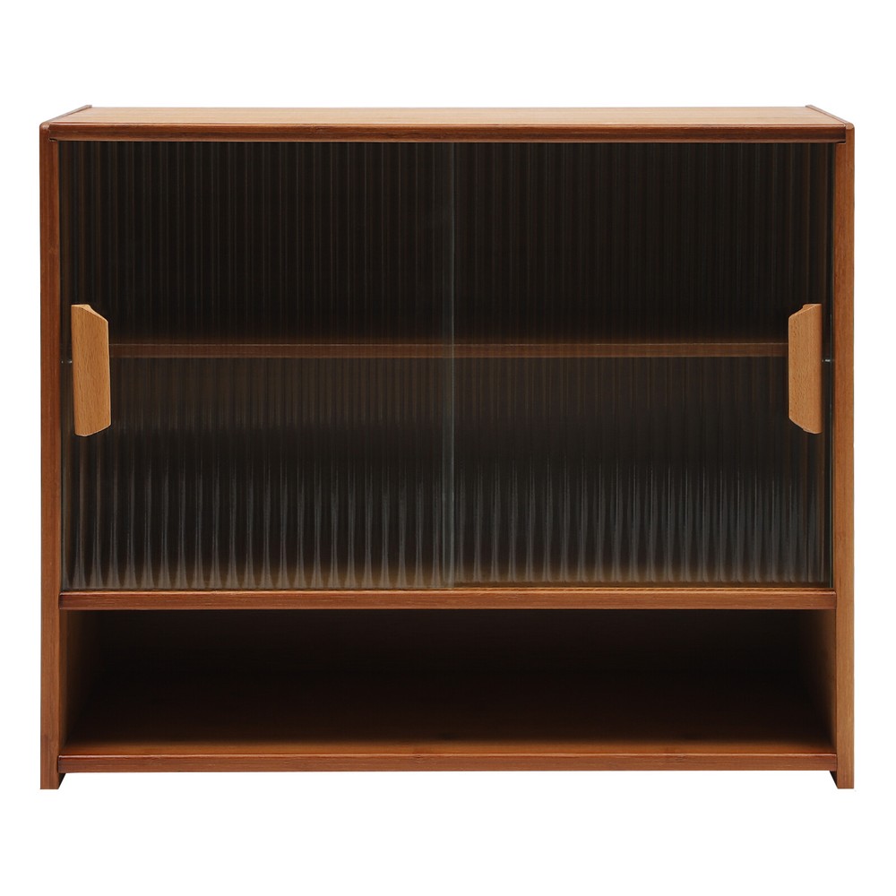 Kitchen Pantry Sideboard Bamboo Small Storage Cabinet Sliding Door Cupboard