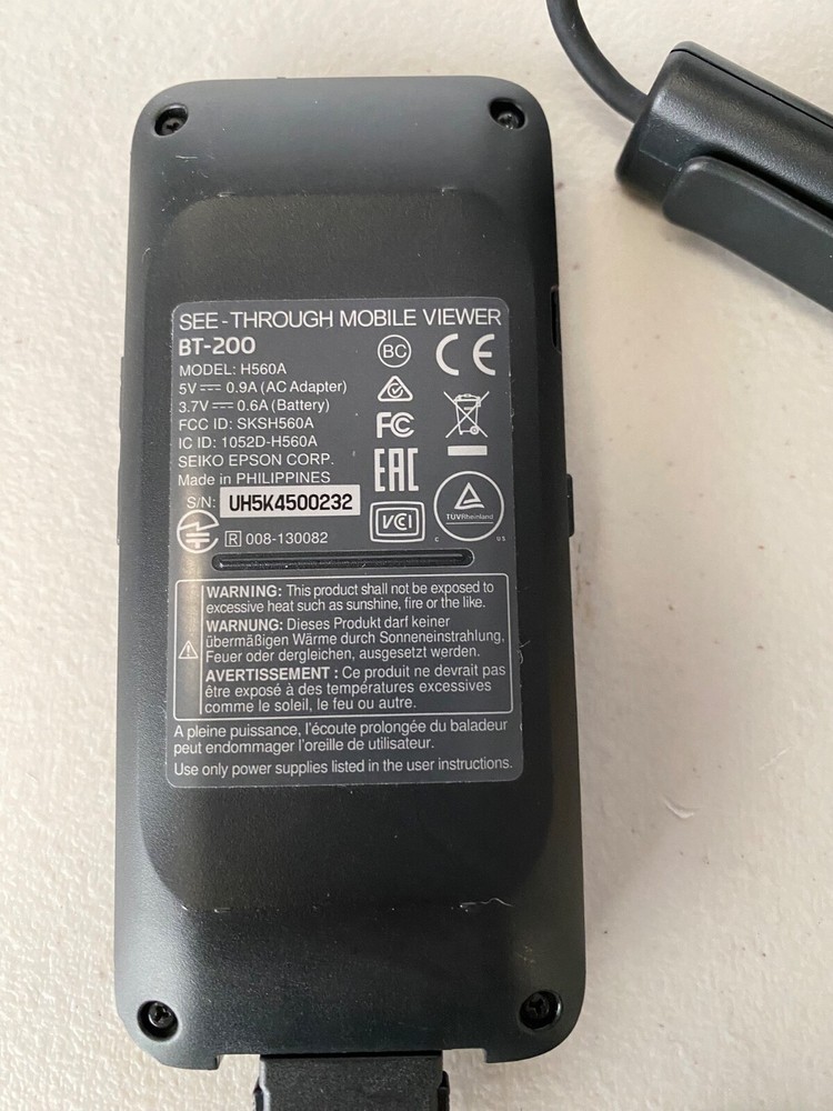 Epson Moverio See Through Mobile Viewer BT-200