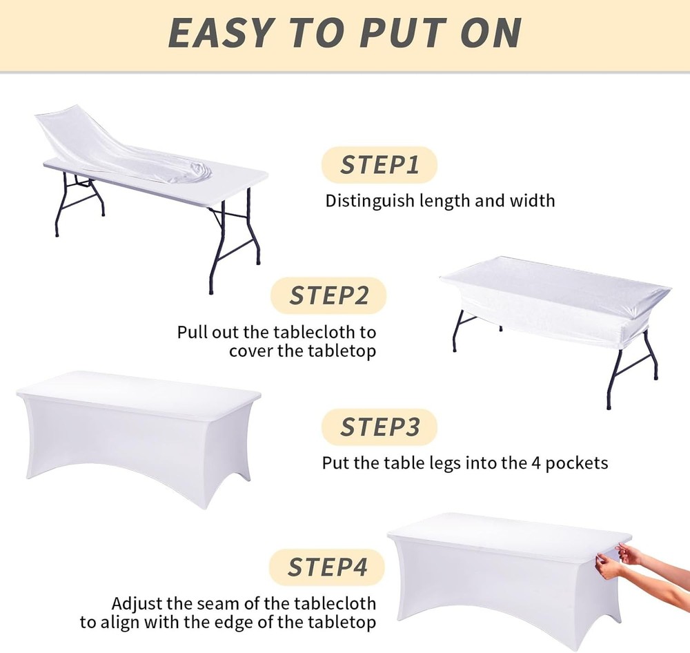 10 Pack 6FT Spandex Table Cover 6 Foot Tables Fitted Rectangular Stretch