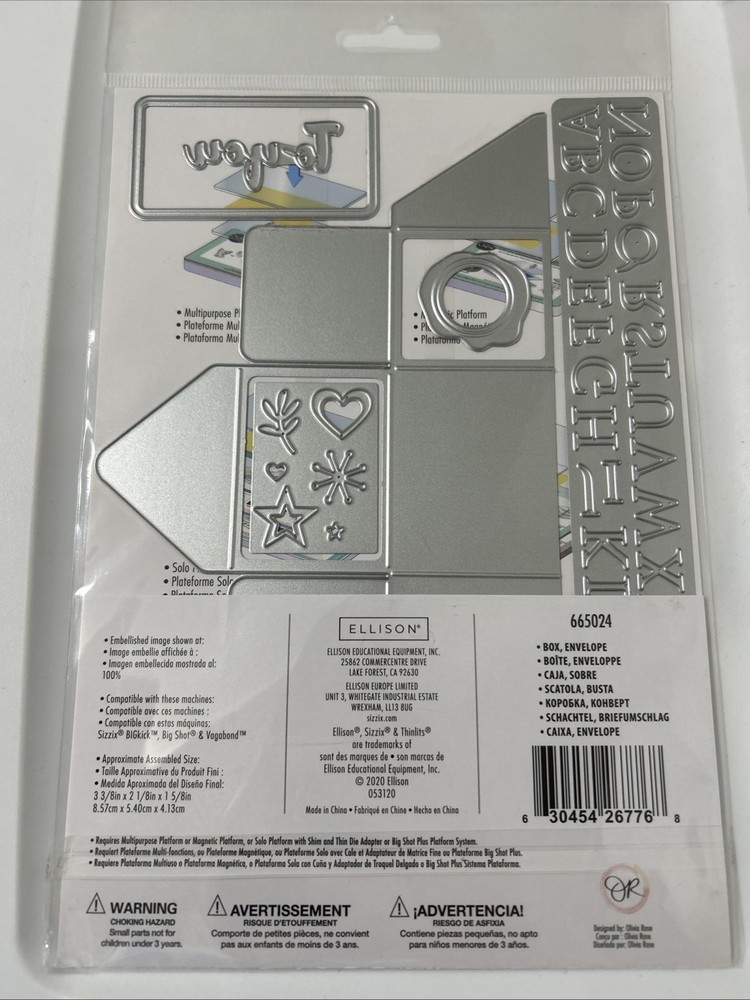 Sizzix Thinlits Box, Envelope by Olivia Rose 665024 Die Cutting Templates