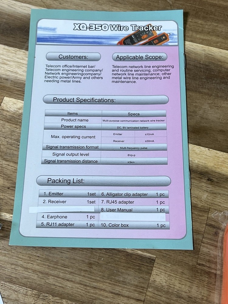 Wire Tester RJ45 RJ11 Cable Tracker Line Finder Multifunction Wire Tracker Ether