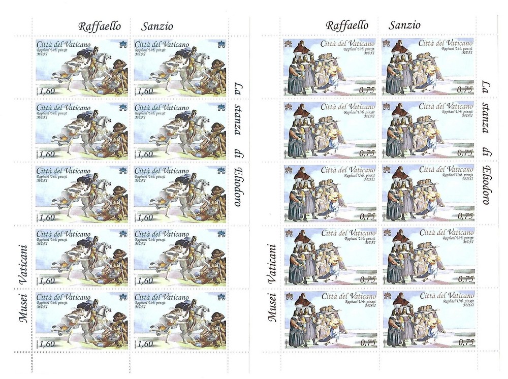 (FS501) Vatican 2011 Raphael 0.75 1.60 Full Sheets MNH