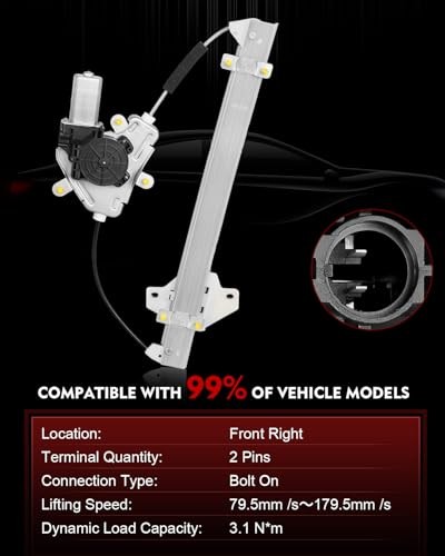 Front Right Power Window Regulator with Motor for: Front Right Passenger Side