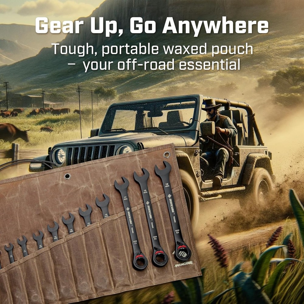 Tool Pouch, Roll-Up Storage Bag for Hand Tools & Wrenches Brown