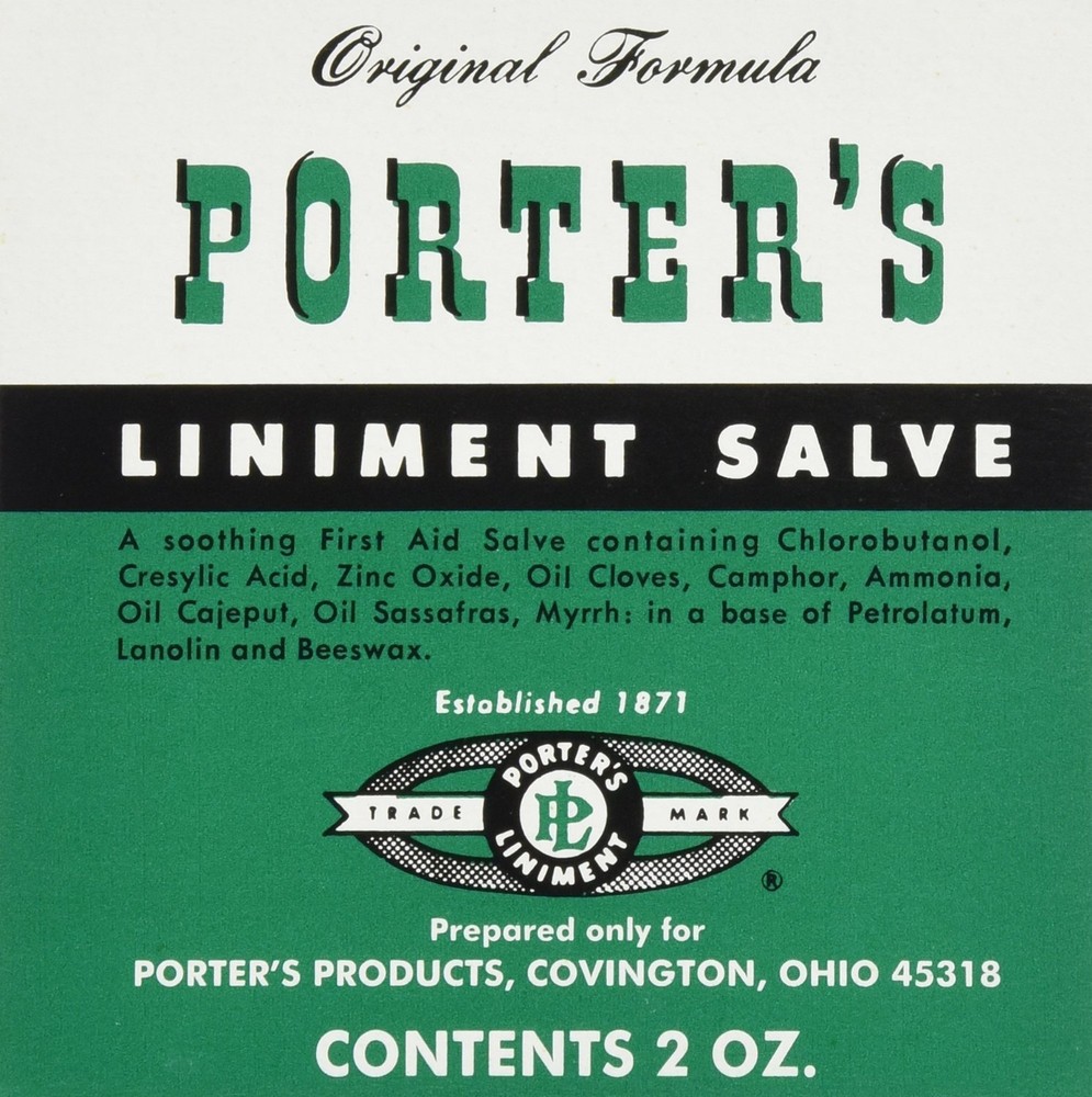 6 Pack Orginal Formula Porter's Liniment Salve 2 Oz cuts burns