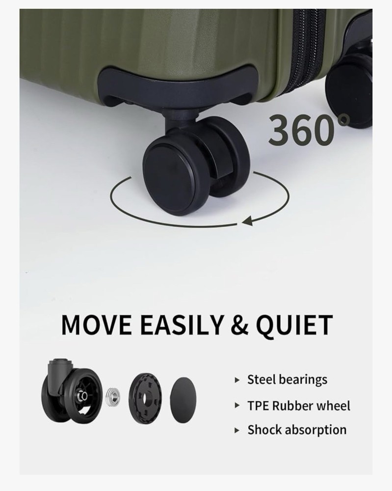 Ecohub Green Polycarbonate Spinner Suitcase 82L Expandable TSA Lock