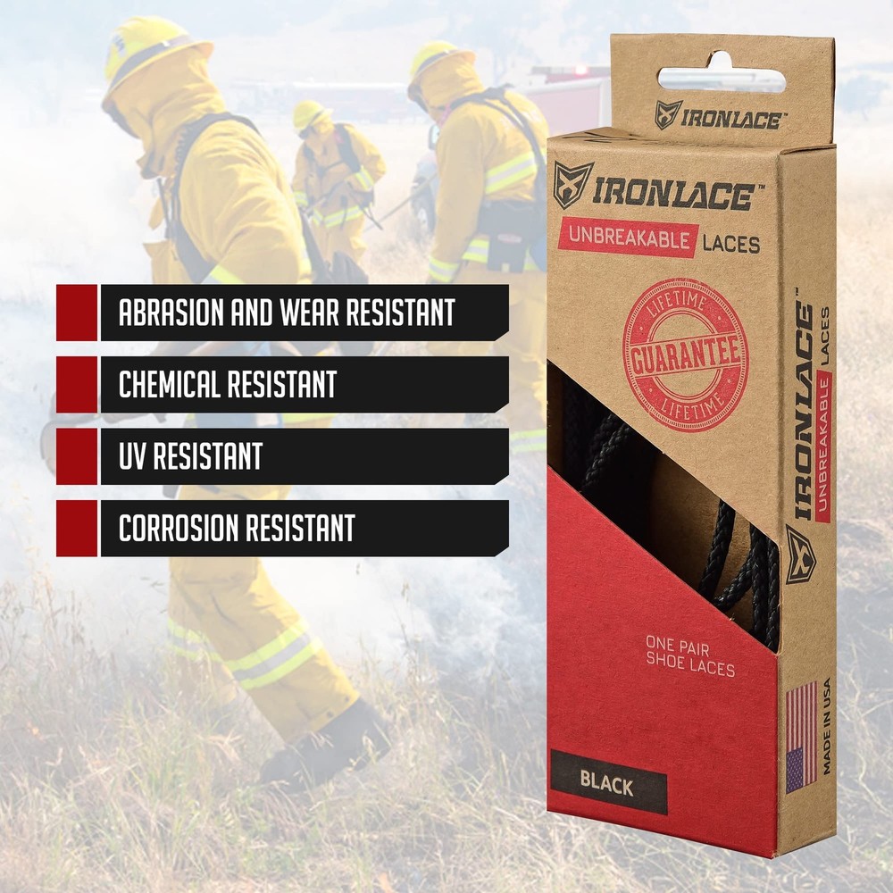 Unbreakable Round Bootlaces Waterproof Fire Resistant 1500 Lb Strength Pair