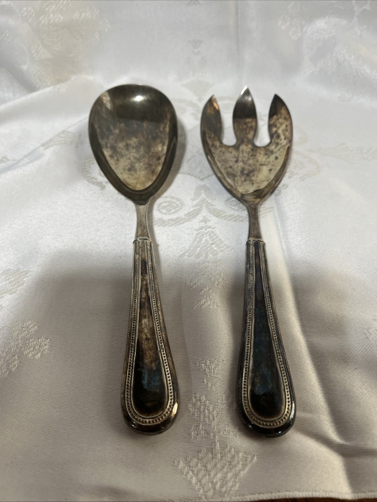 Vintage Silver Plated Salad Fork Spoon Set