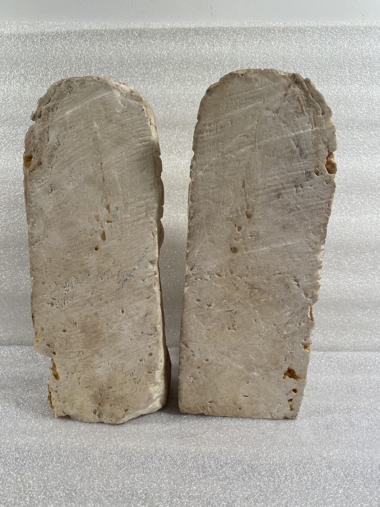 2-Artisan Hand Carved 9" Aztec/Mayan Solid Marble Statue/Book Ends. READ LISTING