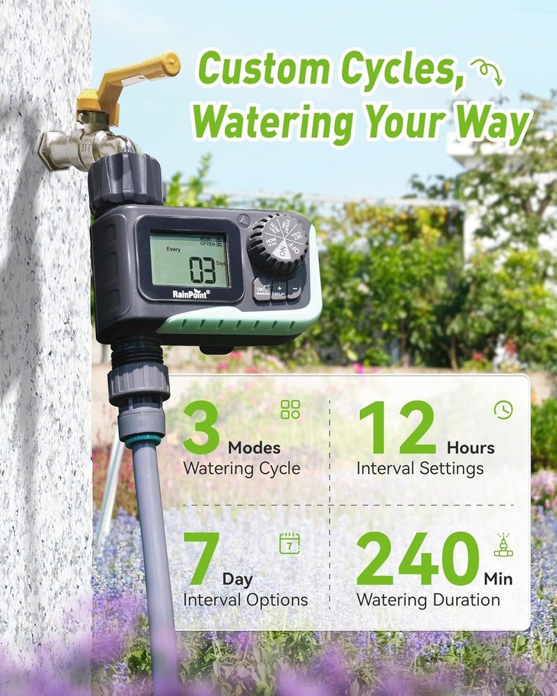2024 Outdoor Water Timer with Rain Delay - Programmable Sprinkler Solution