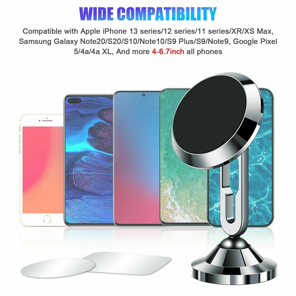 360° Rotation Magnetic Phone Holder Foldable Car Mount Stand Dashboard Universal