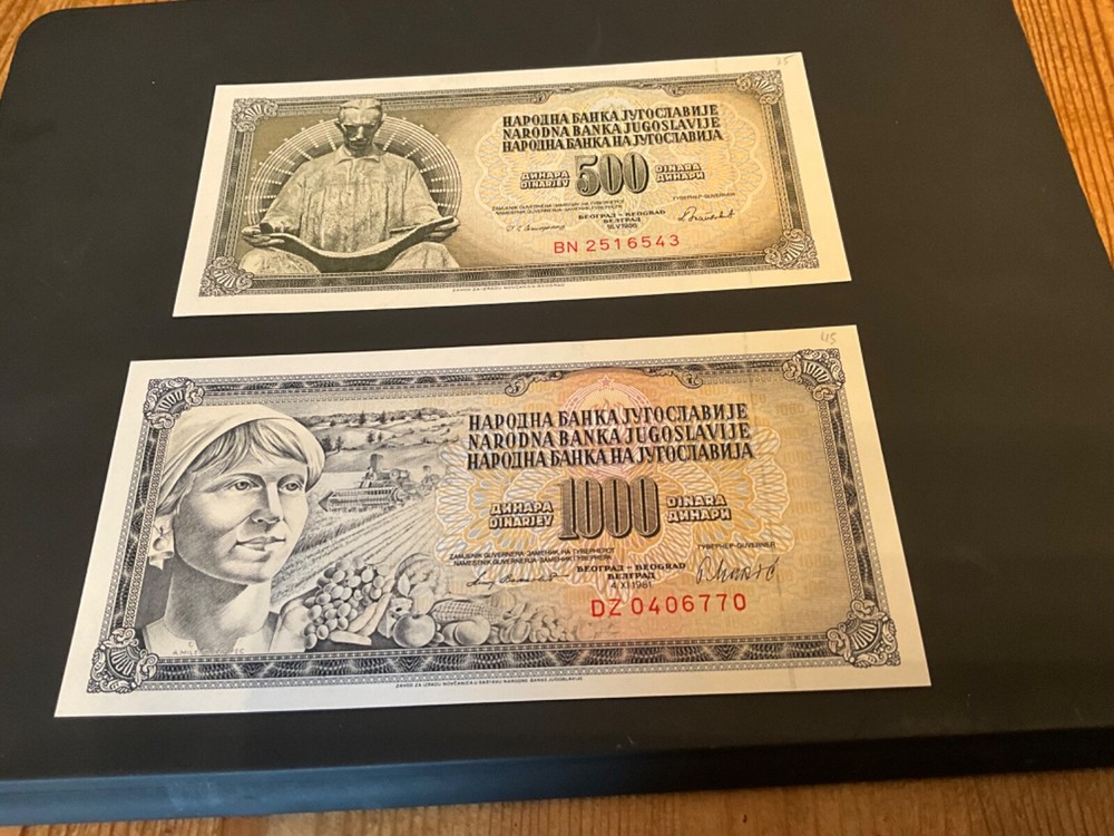 6 different Yugoslavia Dinara banknotes