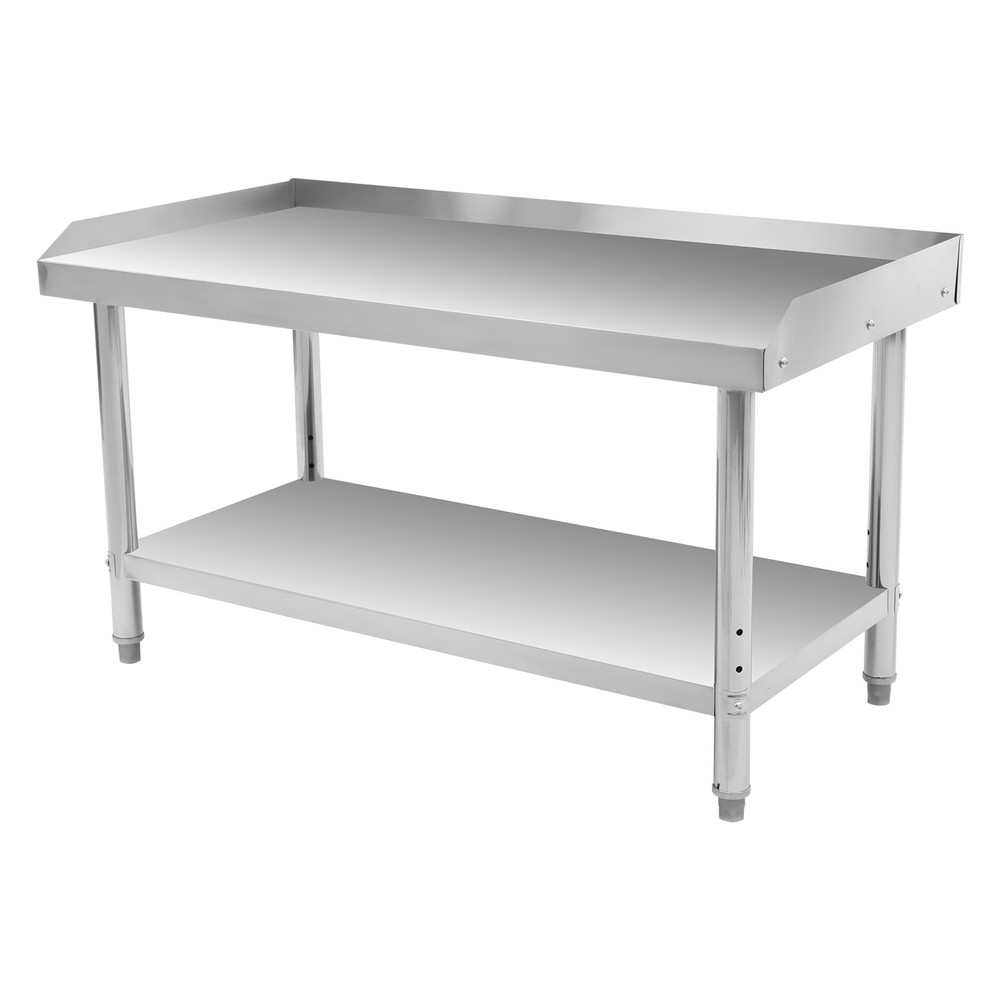 48*24*35-36" Adjustable Commercial Work Table With Backsplash Silver Work Table