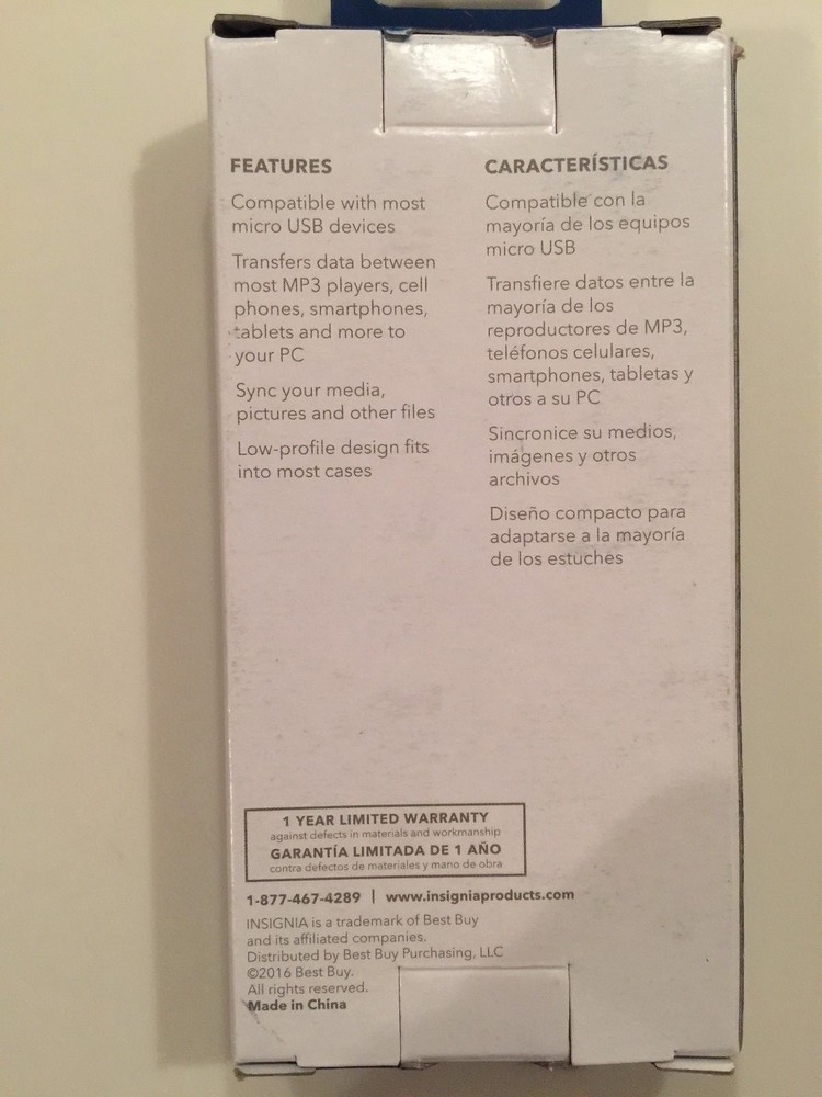 Insignia- 4' Micro USB Cable - Black NEW