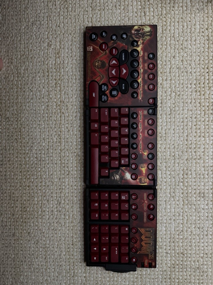 id Software DOOM 3 Custom Gaming Keyboard Red Black Plastic Video Game Accessory