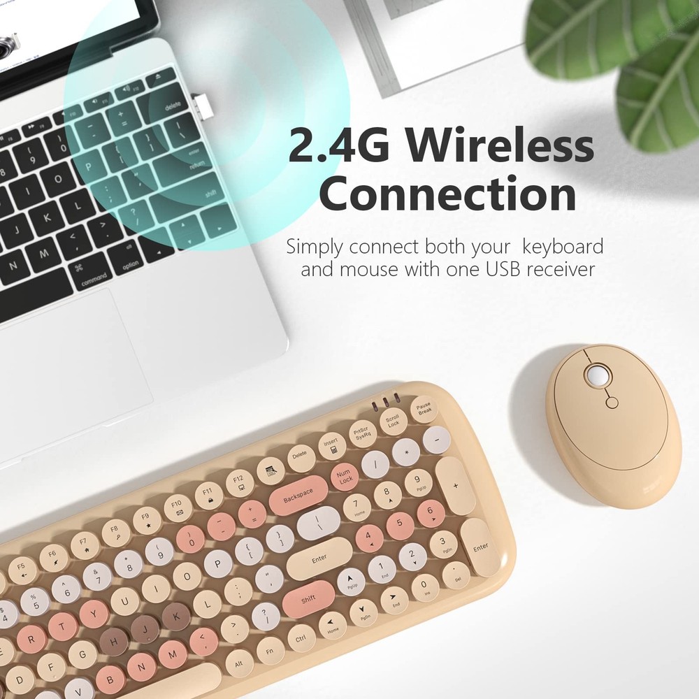 Wireless Keyboard and Mouse Combo, - Modern Compact Layout, Colorful Compact ...