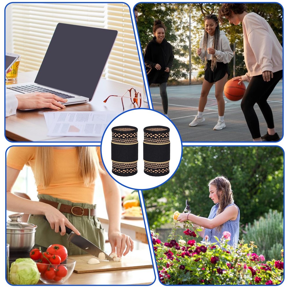 HJZHII 1 Pair Copper Wrist Compression Brace, Elastic Support Medium