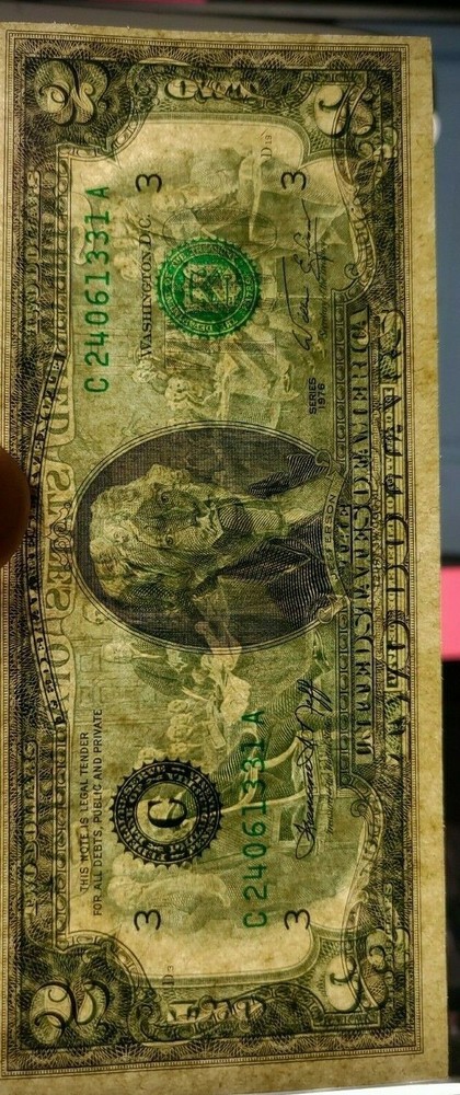 1976 $2 uncirculated error note Over-inking, shift, cut & bleed errors very rare