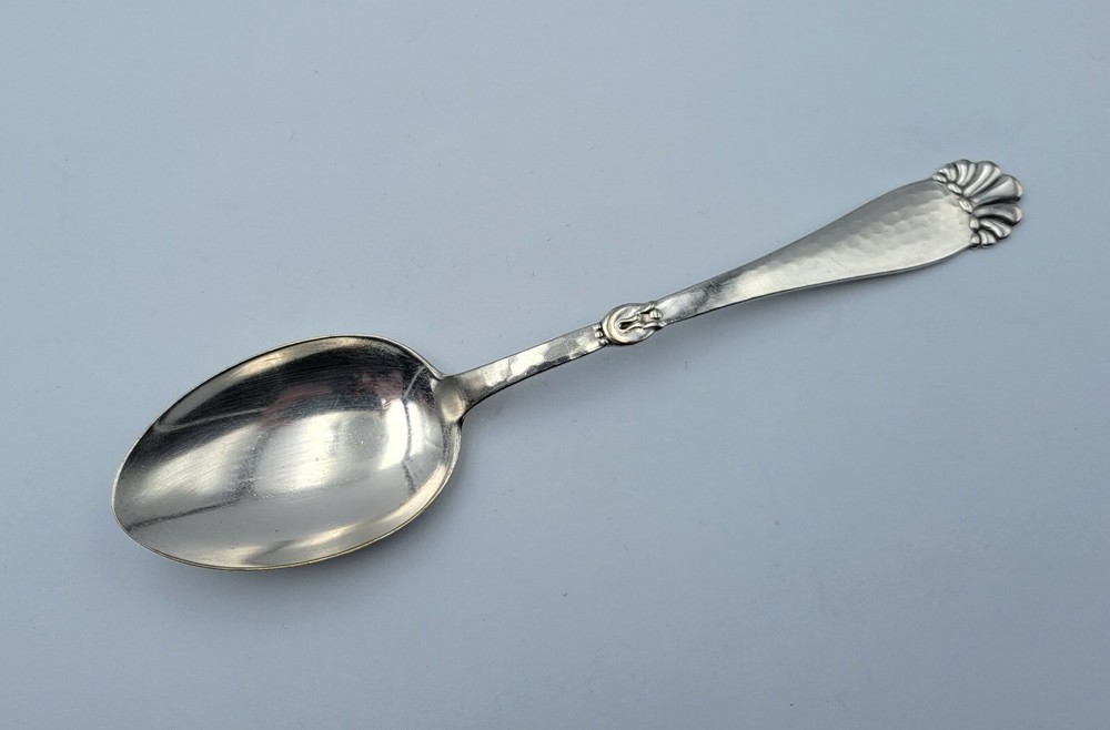 Place Soup Spoon / Tablespoon ~ Danish Hammered Handle Silverplate 7 1/4"