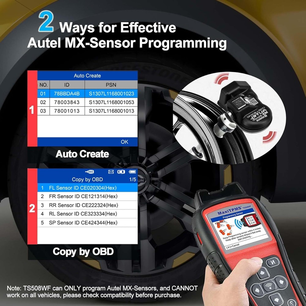 Autel MaxiTPMS TS508WF TPMS Relearn TPMS Sensors Activate Reset Programming Tool