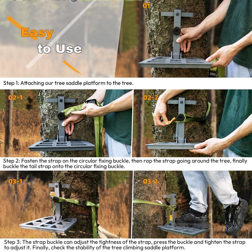 Tomaki Saddle Hunting Platform, Aluminum Adjustable Tree Green