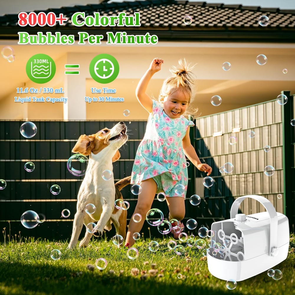 Wisdomlit Bubble Machine, 3-in-1 Maker, Blower Small, White