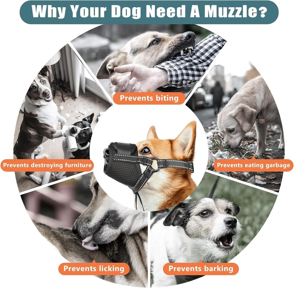 Comfortable Puppy Muzzle in XL - Breathable Mesh for Safe Training & Control