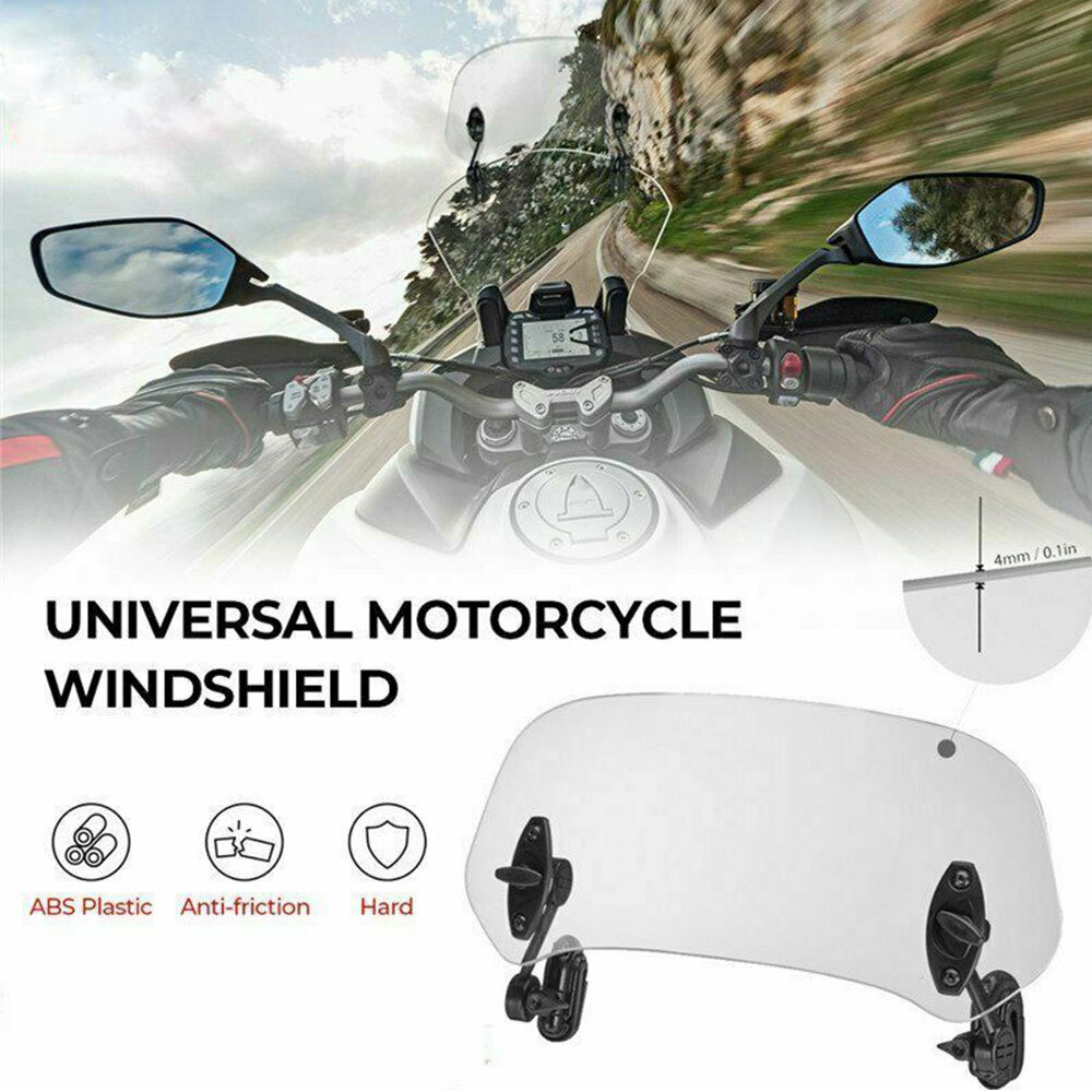 Clip On Motorcycle Windshield Extension Spoiler Wind screen Deflector EXD