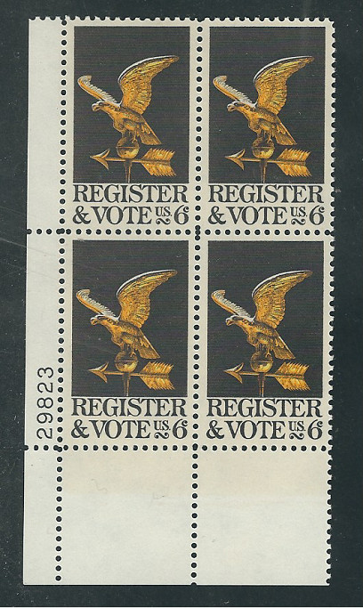 Scott  #1344... 6 Cent...Register & Vote ...2 Plate Blocks