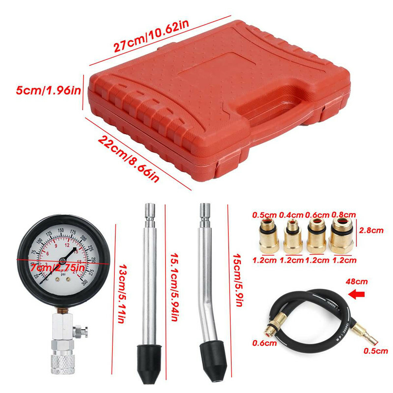 Car Compression Cylinder Pressure Tester Gauge Multi-function Petrol Gas Engine