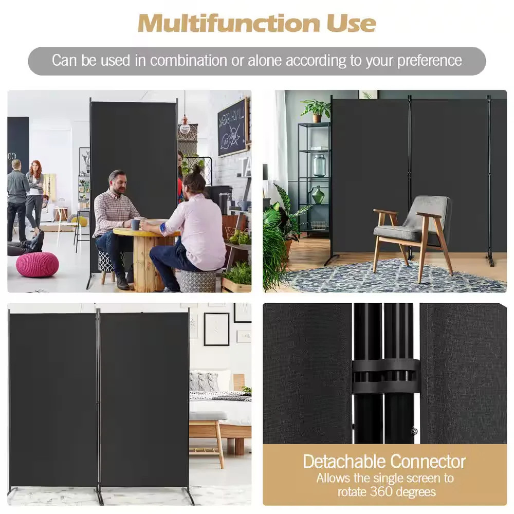 6ft Black 3 Panel Room Divider Folding Privacy Screen Partition