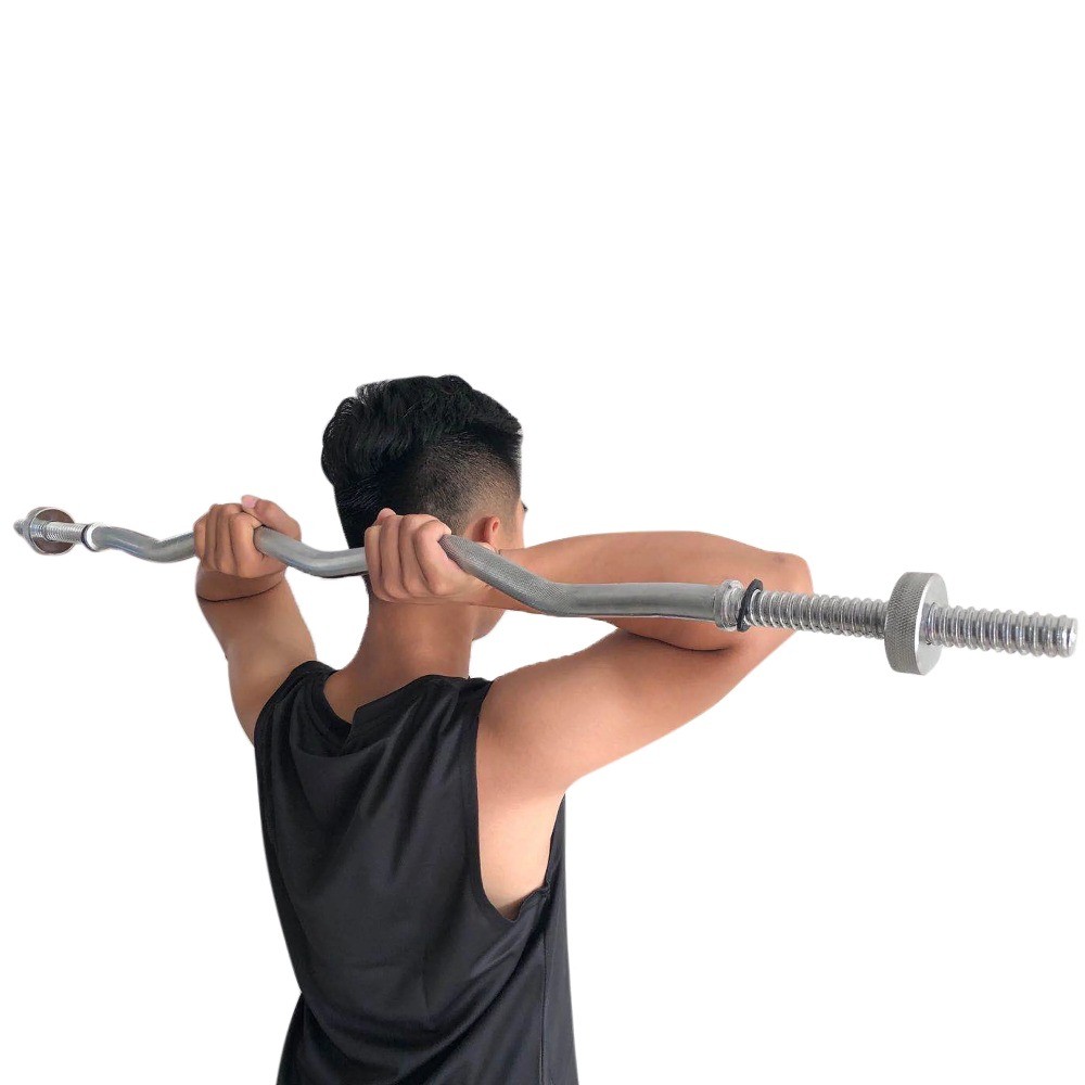 47" Standard Solid Steel Threaded Easy Curl Bar with Round Collars, Chrome