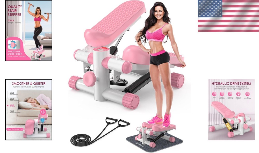 Home Workout Mini Stepper - Dual Hydraulic System, 330LBS Capacity, Quiet Use