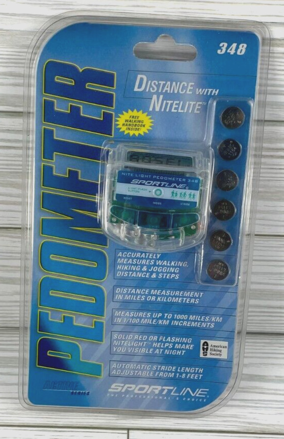 Walking Pedometer with Digital Display Night Light Stride Adjustment & Clip NOS