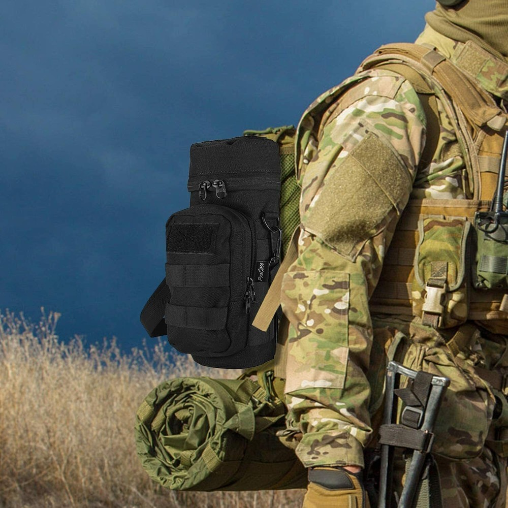 Tactical MOLLE Water Bottle Hydration Carrier Bag with Detachable Shoulder Strap