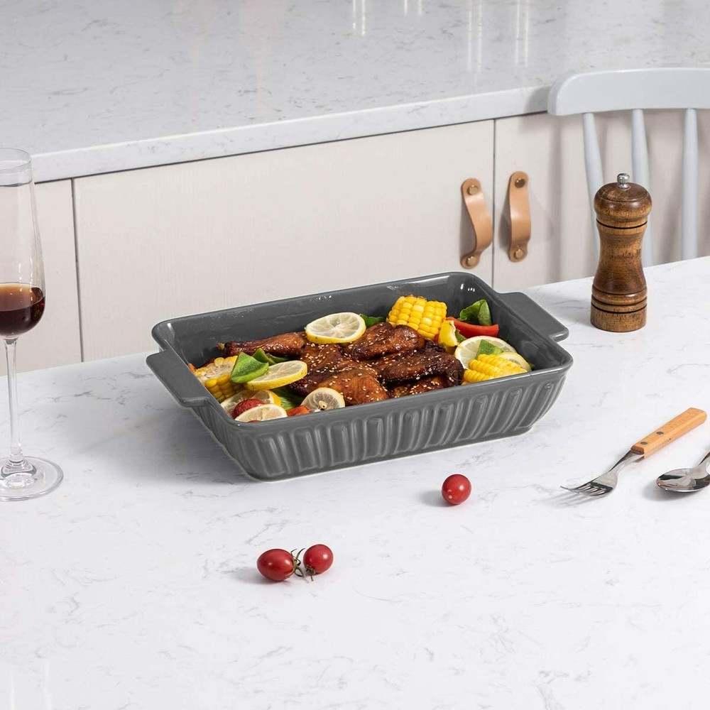 FE Baking Dish Lasagna Pan Ceramic Baking Pan 13x9 Oven Safe Rectangular Bake