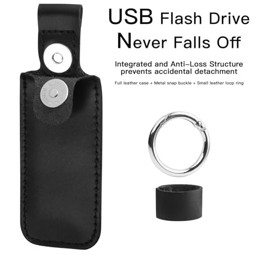 Microfiber Leather USB Flash Drive Case - Anti Lost USB Flash Drive Black