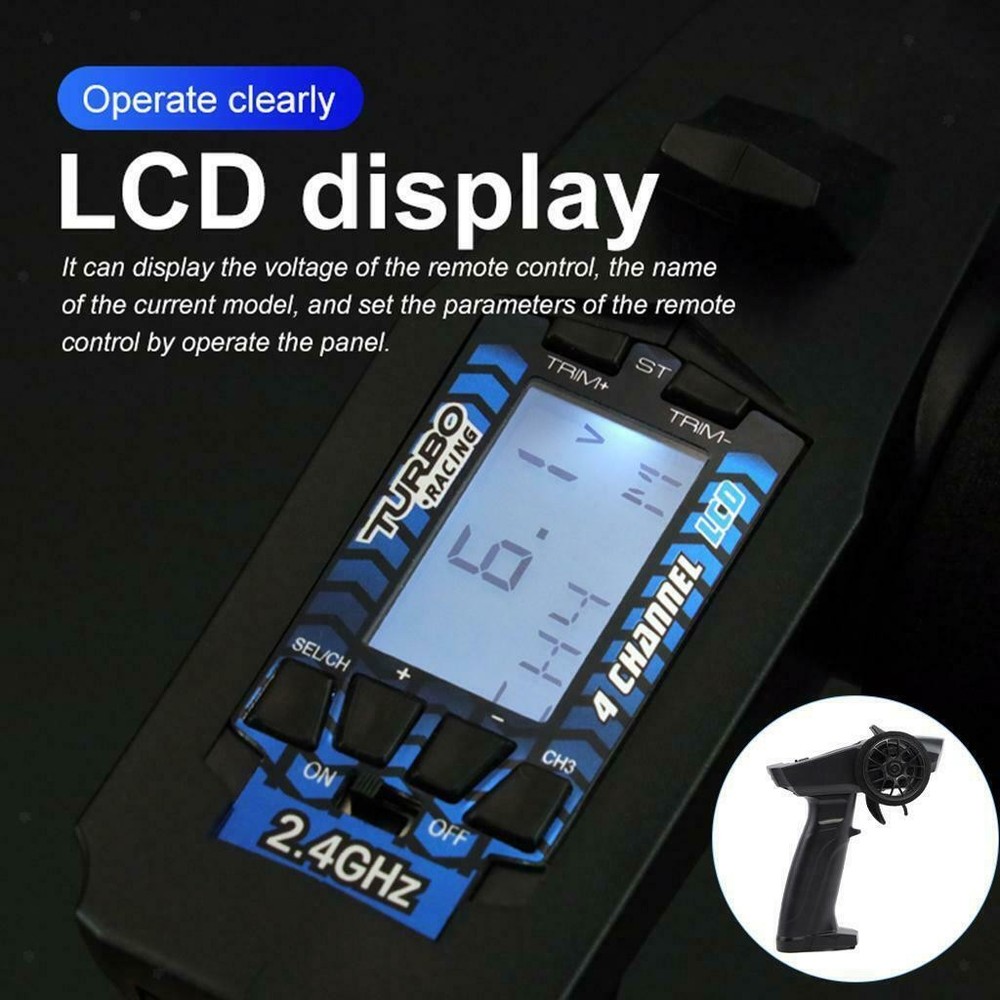 2.4G 4CH LCD Display Waterproof RC Car Remote Controller Transmitter+Receiver