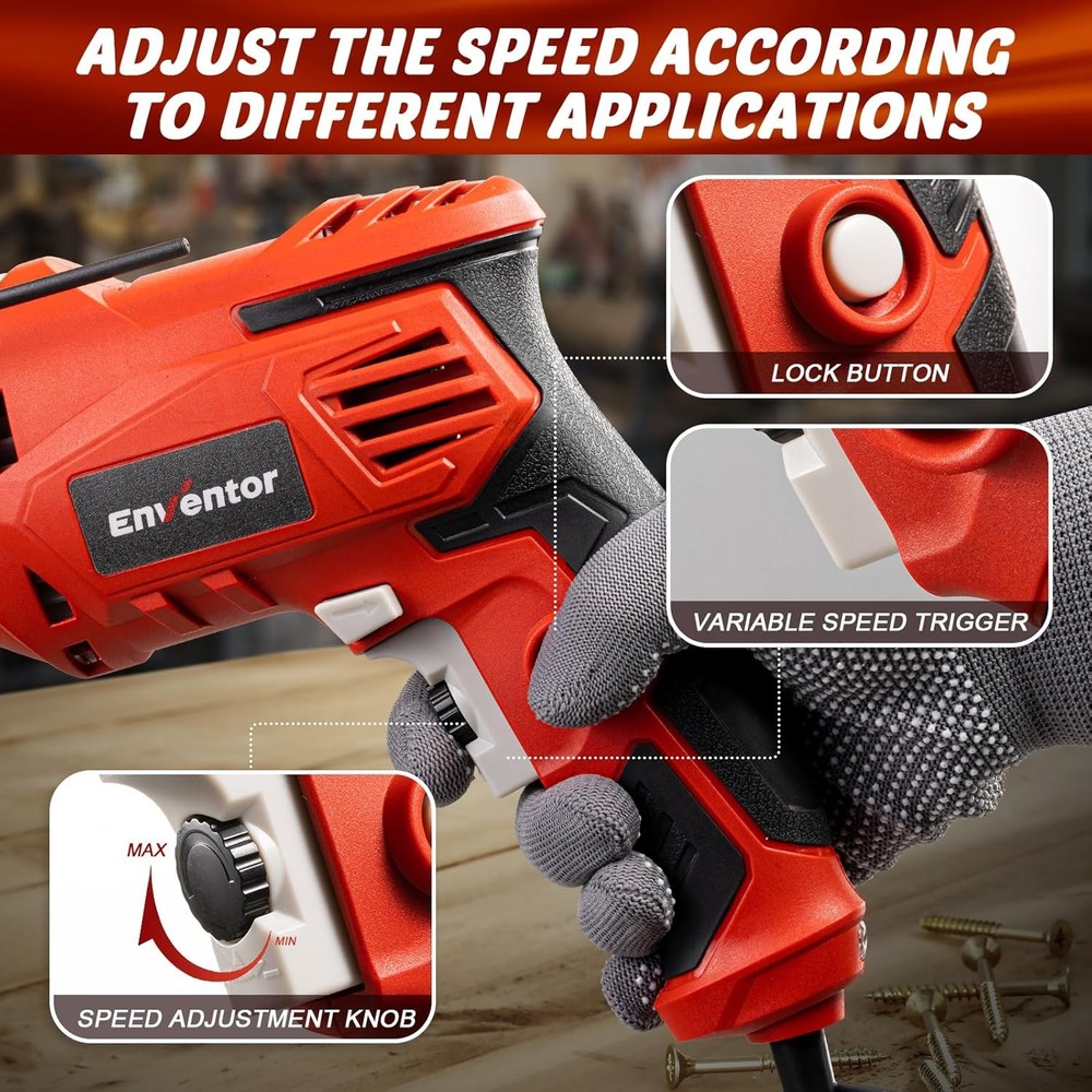 Corded Electric Hammer & Drill Combo - 1/2 Inch Chuck