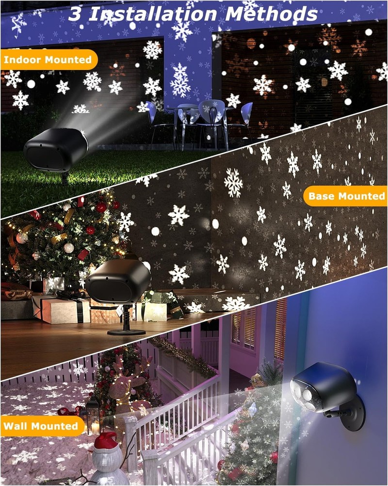 Snowflake Projector Lights with Remote, Timer, Dimmer, IP65 Waterproof丨Ch