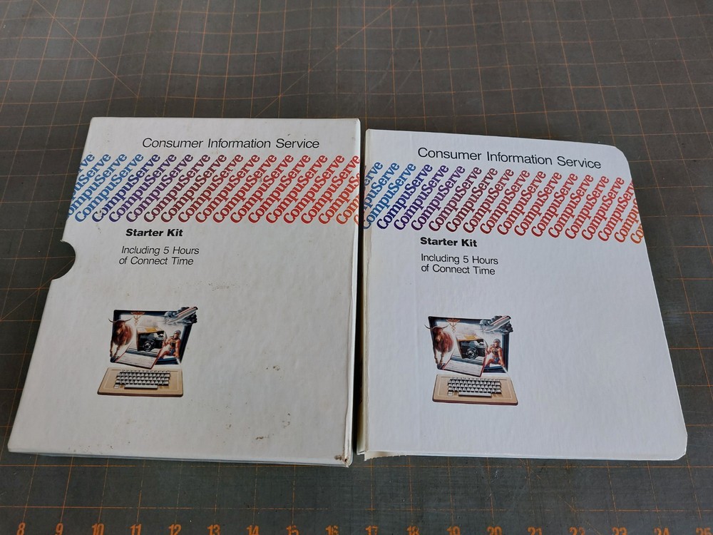 Vintage CompuServe Information Service Starter Kit Binder with Flowchart Poster