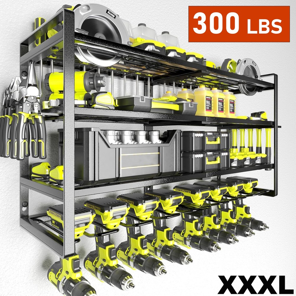 XXXL 4 Layer Power Tool Organizer 8 Drill Storage Rack Cordless Tool Rack Holder